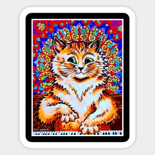 Cat Playing a Piano : A Louis Wain abstract psychedelic Art Print Sticker